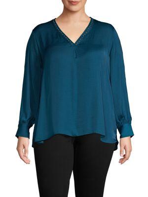 Vince Camuto Studded V-neck Top