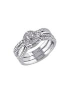 Sonatina 3-piece Sterling Silver & 0.33 Tcw Diamond Crossover Bridal Ring Set