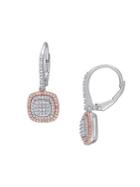 Sonatina Two-tone Sterling Silver 0.5 Tcw Diamond Cluster Halo Earrings