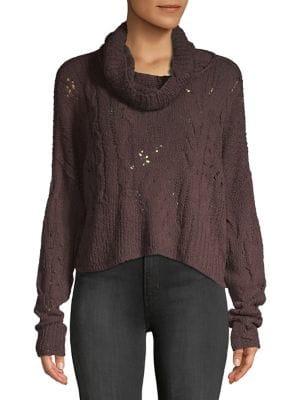 Free People Cable-knit Long-sleeve Sweater