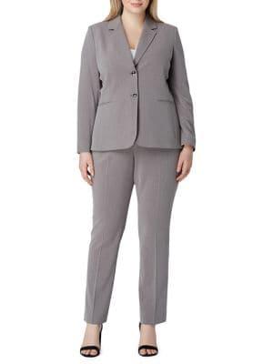 Tahari Arthur S. Levine Plus Pinstriped Jacket And Pant Suit