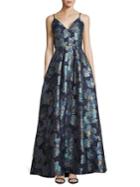 Calvin Klein Metallic Floral Ball Gown