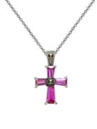Designs Sterling Silver, Crystal & Marcasite Cross Pendant Necklace