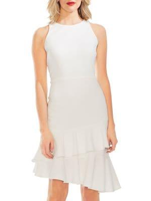Vince Camuto Mystic Blooms Ruffle Asymmetrical Sheath Dress