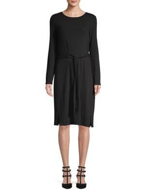 H Halston Belted Long Sleeve Dress