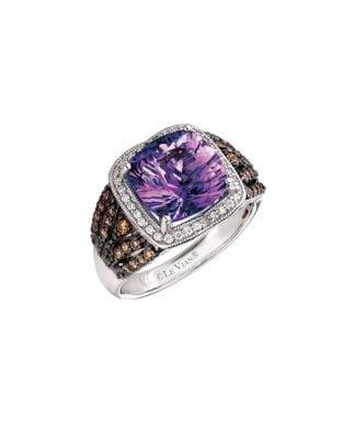 Le Vian Chocolate Diamonds, Vanilla Diamonds, Grape Amethyst & 14k Vanilla Gold Solitaire Ring