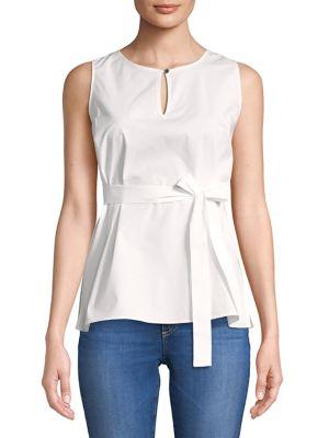 Chantelle Petite Belted Keyhole Fit-and-flare Top