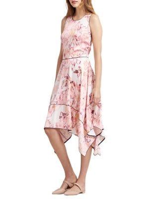 Donna Karan Sleeveless Hi-lo Floral-print Dress
