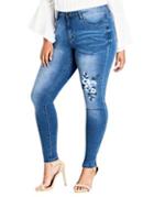 City Chic Plus Floral Skinny Jeans