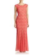 Betsy & Adam Lace Overlay Mermaid Gown