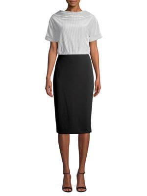 Donna Karan Cowlneck Cotton Blend Sheath Dress