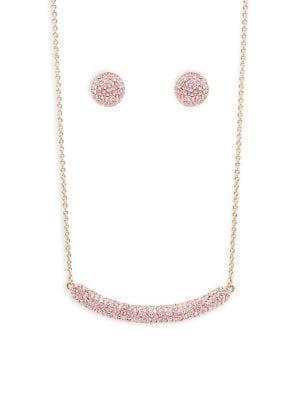 Nina Angelee Swarovski Crystal Bar Necklace And Stud Earrings Set