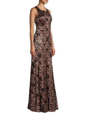 Laundry By Shelli Segal Lace & Sequin Mermaid Maxi Dress