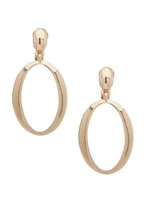 Anne Klein Goldtone Oval Hoop Drop Earrings