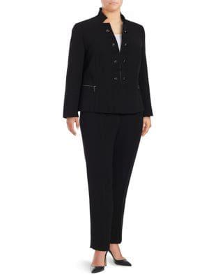 Tahari Arthur S. Levine Plus Plus Size Two-piece Military Pant Suit
