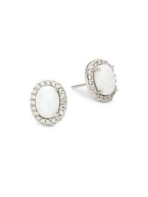 Lord & Taylor Sterling Silver & Opal Framed Stud Earrings