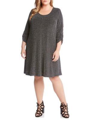 Karen Kane Plus Taylor Metallic A-line Dress
