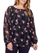 Addition Elle Michel Studio Plus Floral Puff Sleeve Blouse