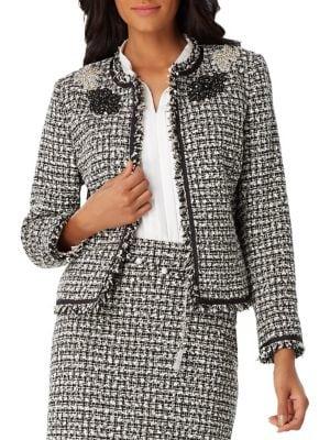 Tahari Arthur S. Levine Fringed Tweed Jacket