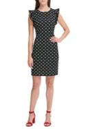 Tommy Hilfiger Flutter Sleeve Polka-dot Sheath Dress