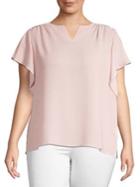 Vince Camuto, Plus Size Plus Plus Notch-neck Flutter Top