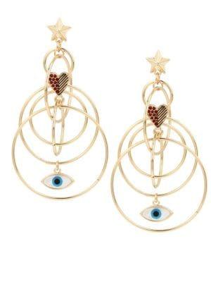 Bcbgeneration Modern Mystic Heart & Eye Charm Multi Ring Earrings