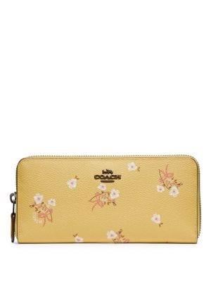 Coach Floral Bow Print Slim Accordion Zip Wallet