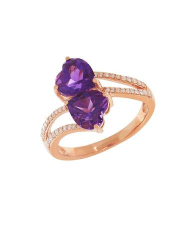 Lord & Taylor Diamond, Amethyst And 14k Rose Gold Ring