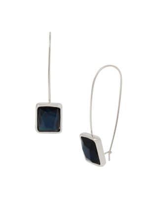 Robert Lee Morris Silvertone And Geometric Stone Long Drop Earrings