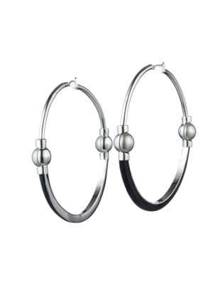 Carolee Dita Large Leather Hoop Earrings