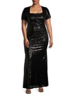 Quiz Curve Plus Glitter Ruched Side Gown