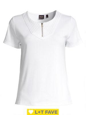 Rafaella Petite Half-zip Cotton Top