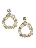 Badgley Mischka 10k Gold, Faux Pearl & Crystal Drop Earrings