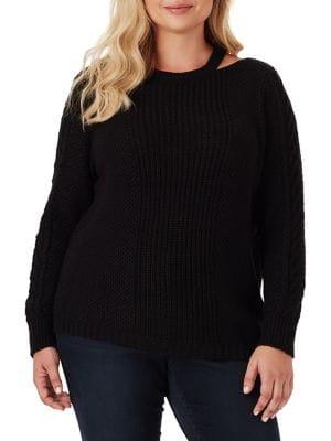 Jessica Simpson Plus Plus Crocheted Sweater With Neck Cut-out