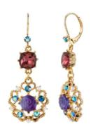 Betsey Johnson Antique Gold-plated Floral Drop Earrings