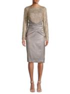 Tadashi Shoji Scalloped Lace Long-sleeve Dress