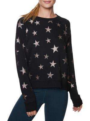 Betsey Johnson Star Glitter Printed Sweatshirt