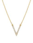 Lucky Brand Holiday Delicates Cubic Zirconia Goldtone Sterling Silver Pave V Necklace