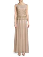 Cachet Sleeveless Embellished Popover Gown
