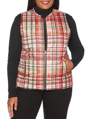Rafaella Plus Plaid Reversible Vest