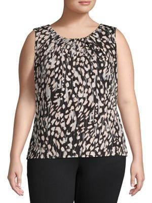 Calvin Klein Plus Printed Pleated Top