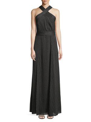 H Halston Cross Halterneck Maxi Dress