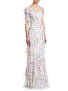 Ml Monique Lhuillier Asymmetric Polka Dot Gown