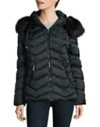 Tahari Faux Fur Trimmed Puffer Coat