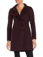 Larry Levine Plus Ruffled Wool-blend Coat
