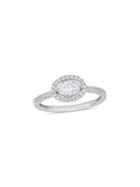 Sonatina Diamond Bridal 14k White Gold And Oval-cut Diamond Floating Halo Engagement Ring