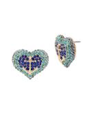 Betsey Johnson Anchors Away Anchor Pave Heart Stud Earrings