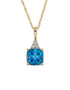 Lord & Taylor Topaz And 14k Yellow Gold Pendant Necklace