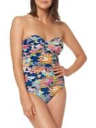 Bleu By Rod Beattie Floral Bandeau One-piece Swimsuit