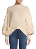Cmeo Collective Wool-blend Knit Pom Sleeve Sweater